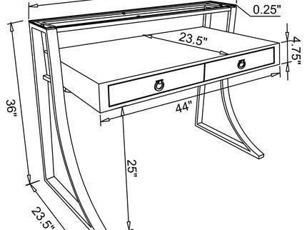 Serrano - 2 Drawer Writing Desk With Polished And Tempered Glass Hutch - Glossy White