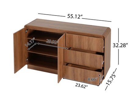 Sideboard, Wide Storage With 2 Doors And 3 Drawers
