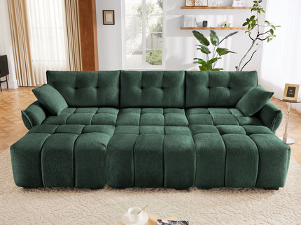 Sofa Set With Ottoman And Pillows, Textured, High Resilience Cushions