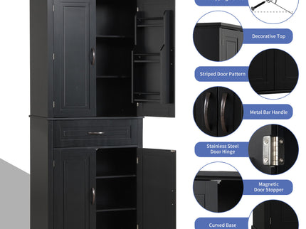 Bathroom Storage Cabinet With Doors And Drawer, Adjustable Shelf