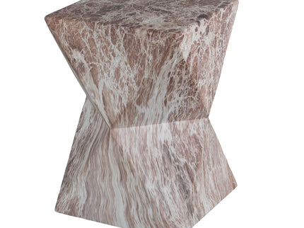 Round Outdoor Geometric End Table - Marble