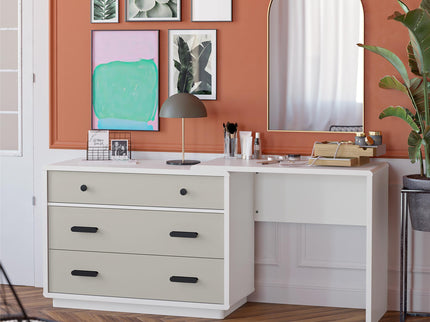 Valencia - 3 Drawer Dresser And Desk - Taupe