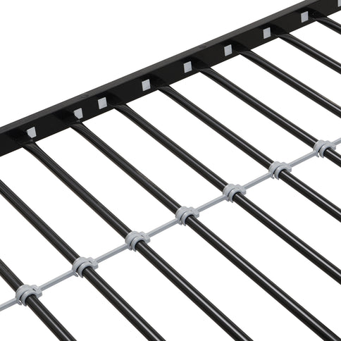 Modern Metal Bunk Bed With Side Ladders And Guardrail