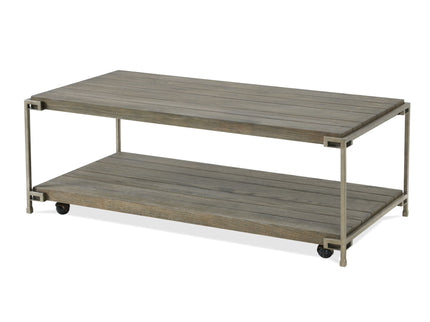 Corbeta - 3 Piece Metal Frame Wood Living Room Coffee Table And 2 Chairside Tables Set, Aged Graphite - Brown