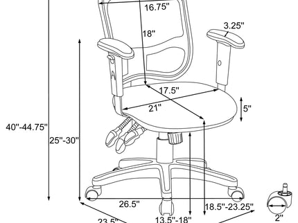 Swivel Office Chair Armrests Ergonomic Design, Adjustable Height And Tilt - Black