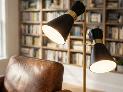 Axis - Floor Lamp With 4 Way Switch Double Spots With Base - Black / Gold