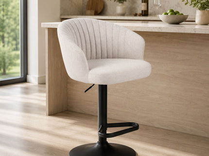 Adjustable Swivel Bar Stool With Upholstered Seat - Beige