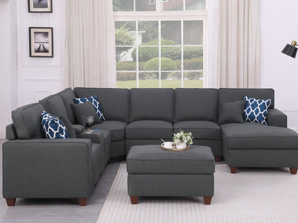 Tina - 8 Piece Upholstered Sectional With Ottoman