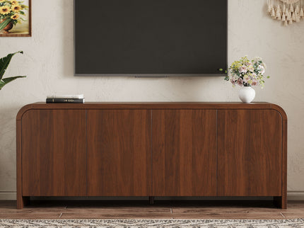 Curved Edge TV Stand With Large Cabinets
