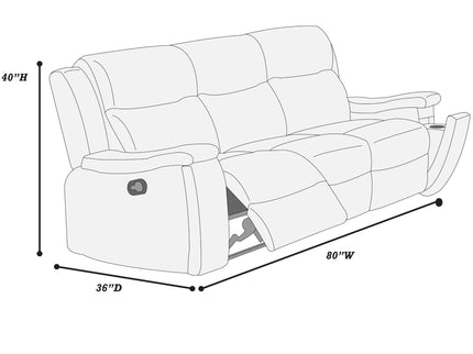 Modern Manual Motion Living Room Set With Hidden Cup Holders