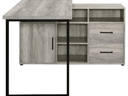 Corrado - L-Shape Office Desk With Storage - Gray