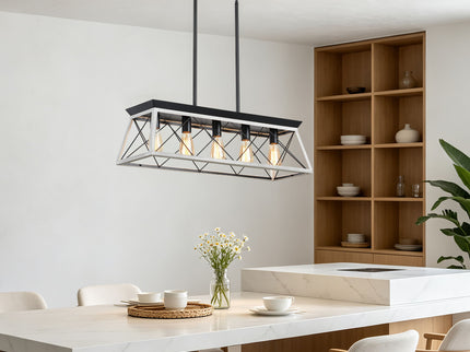 Chandelier Pendant Light For Dining Room Kitchen, 5 Light Fixture With Adjustable Height