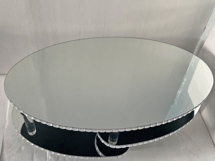 Coffee Table, Oval Double Layer Home Furnishing - Silver