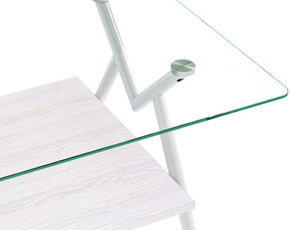 Rectangle Coffee Table With Tempered Glass Top And Shelf