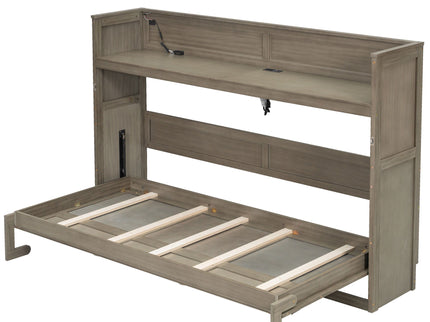 Murphy Bed With Desk, LED Light And USB Charging Station