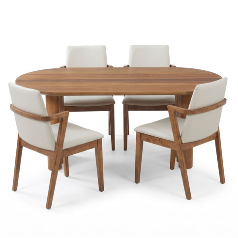 5 Piece Indoor Dining Set With Oval Table And Chairs