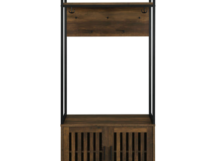 Flora - 2 Door Coat Rack Hall Tree Storage Bench And Multi Functional Storage - Natural