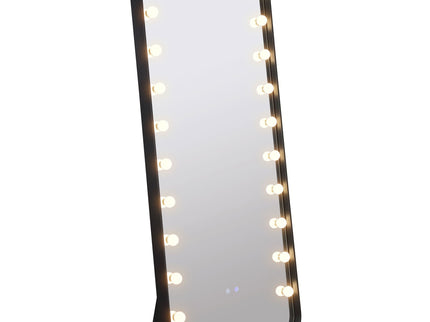 Villancourt - LED Standing Mirror With Speakers - Black