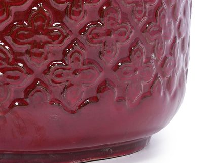 3 Pieces Ceramic Flowerpot, Planter For Patio & Garden Or Windowsills - Bean Paste Red