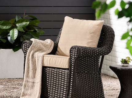 Amaya - Outdoor Swivel Rocker Chair With Water Resistant Cushions - Brown / Beige