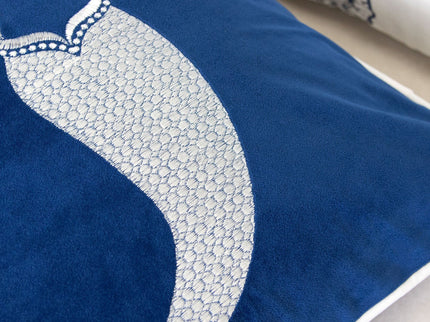 Liz Mermaid Pillow Cover With Matching Back And Hidden Zipper - Indigo