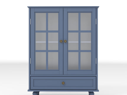 Minimalist Buffet Cabinet With Double Glass Doors And Drawer