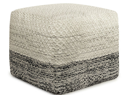 Macie - Square Woven Outdoor / Indoor Pouf - Gray / White