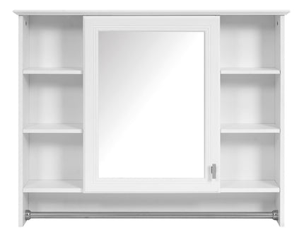 Modern Wall Mounted Mirror Cabinet With Adjustable Shelf, Soft Close Door, And Towel Bar