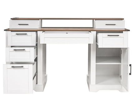 Office Desk With Charging Station & Storage Cabinet