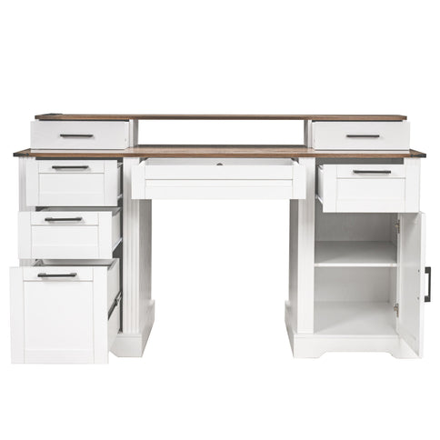 Office Desk With Charging Station & Storage Cabinet