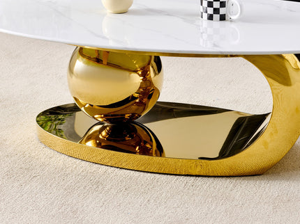 Oval Coffee Table With Geometric Precision