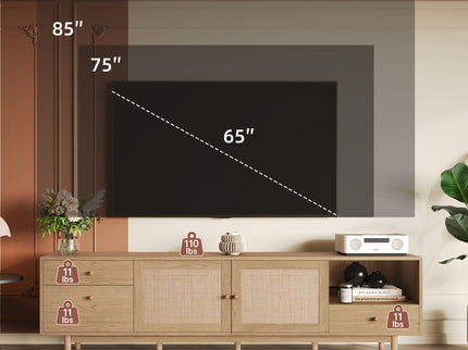 TV Stand With Doors - Natural