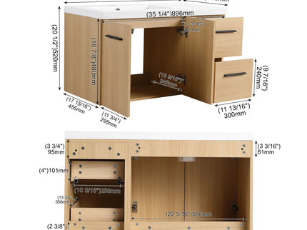 Wall Mounted Floating Bathroom Vanity With Sink, Door & Drawers Modular Cabinet