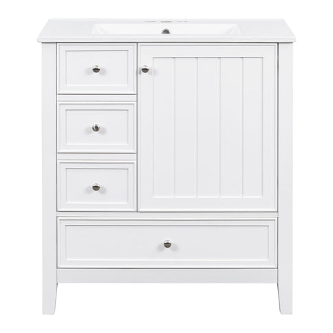 Modern Bathroom Vanity With Sink, 1 Cabinet & 3 Drawers