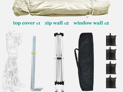 10'X10' Folding Canopy With 4 Removable Sidewalls Outdoor Event Shelter UPF 50+ Gazebo Portable Tents For Parties Beach Camping Wedding Ez Pop Up Canopy 4 Pieces Weight Bag + Carry Bag