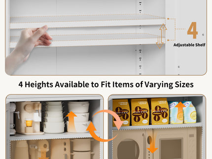 Kitchen Pantry Cabinet With Adjustable Shelves, Heavy Duty Storage - White