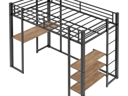 Bunk Bed With L-Shaped Desk And Dual Side Stairs