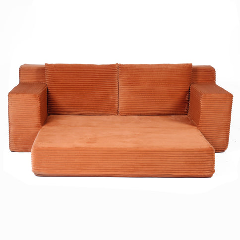 Comfortable Deep Seat Loveseat Sofa Bed, Reversible Cushion With Pillows