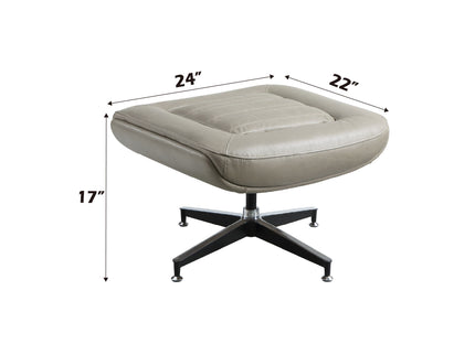 Piran - Twilight Top Grain Leather Accent Chair And Ottoman With Swivel - Gray