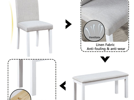 Dining Table Set With Crystal Decoration And Upholstered Chairs