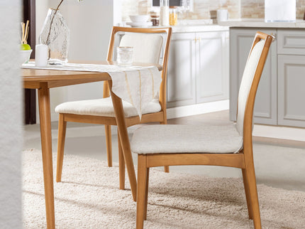 Scandi - Upholstered Dining Chair, Stain Resistant High (Set of 2) - Natural Light Brown / White Pepper