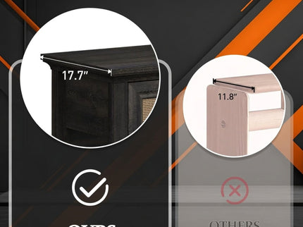 Nightstand With 3 Drawers, Tall End Table - Brown