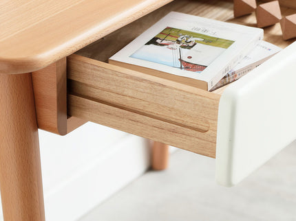 Computer Desk Large Size Office Desk With 2 Drawers, Modern Simple Style PC Table With Gap Design For Home Office - White / Gray
