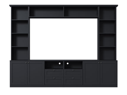 Farmhouse Elegant Entertainment Center Wall Unit With 4 Drawers