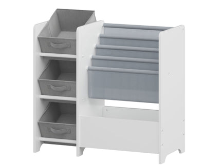 Bookshelf And Toy Storage Organizer, Multifunctional 4 Tier With 3 Collapsible Drawers - White