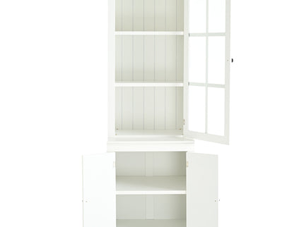 Retro Style Hutch Cabinet With Glass Door, China Cabinet For Home
