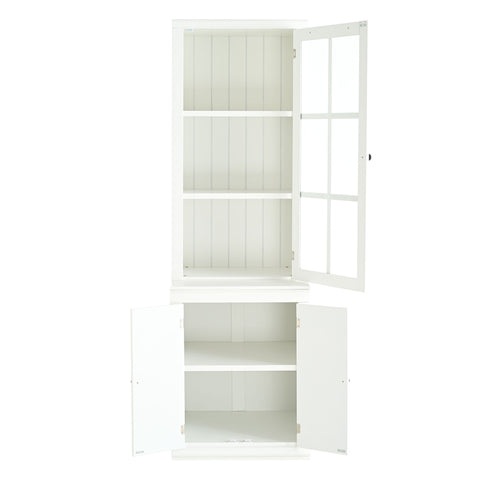 Retro Style Hutch Cabinet With Glass Door, China Cabinet For Home