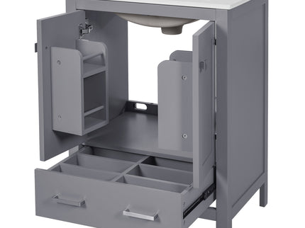 Bathroom Vanity With Integrated Undermount Ceramic Sink, 2 Doors And 1 Drawer, Soft Close Hinges