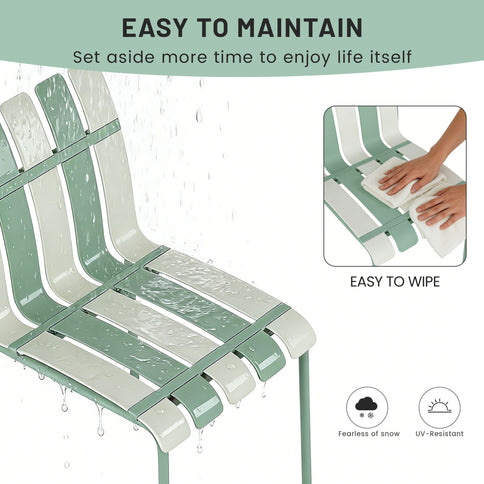 Single Chairs With Color Blocking Design (Set of 4) - Haze Green / White