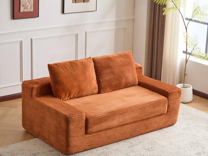 Comfortable Deep Seat Loveseat Sofa Bed, Reversible Cushion With Pillows